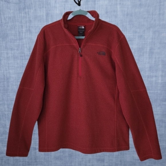 THE NORTH FACE 1/4 Zip Waffle Weave Pullover Maroon / Dark Red Men's L - Picture 1 of 7